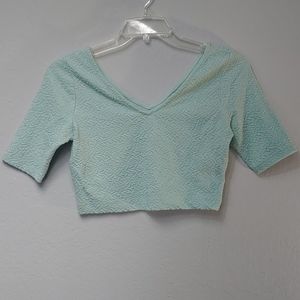 Mint green textured crop top